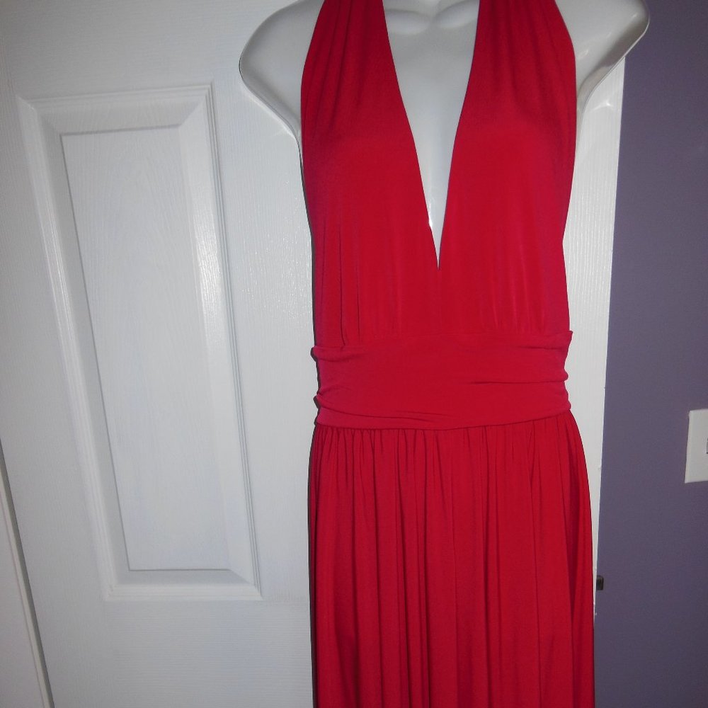 MODA INTERNATIONAL Red Hot Halter Dress.SIZE MED. NEW.